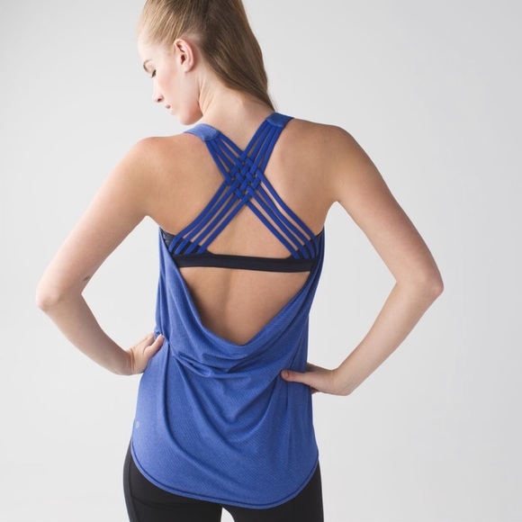 lululemon athletica Tops - Lululemon Wild Tank Top Heathered Sapphire Blue Mini Coast Camo Navy Black 8